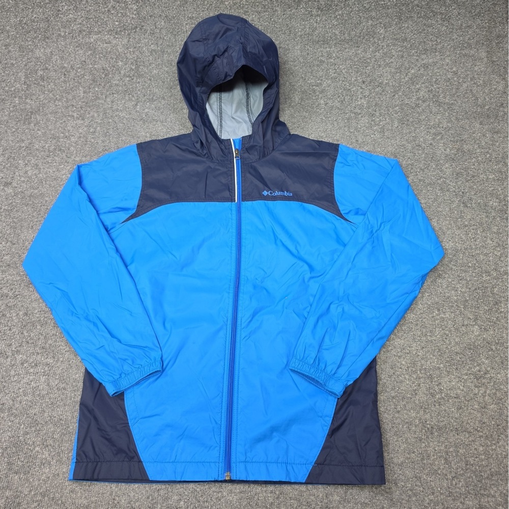 Columbia Boys Glennaker Rain Jacket XL Blue Navy Hooded Windbreaker